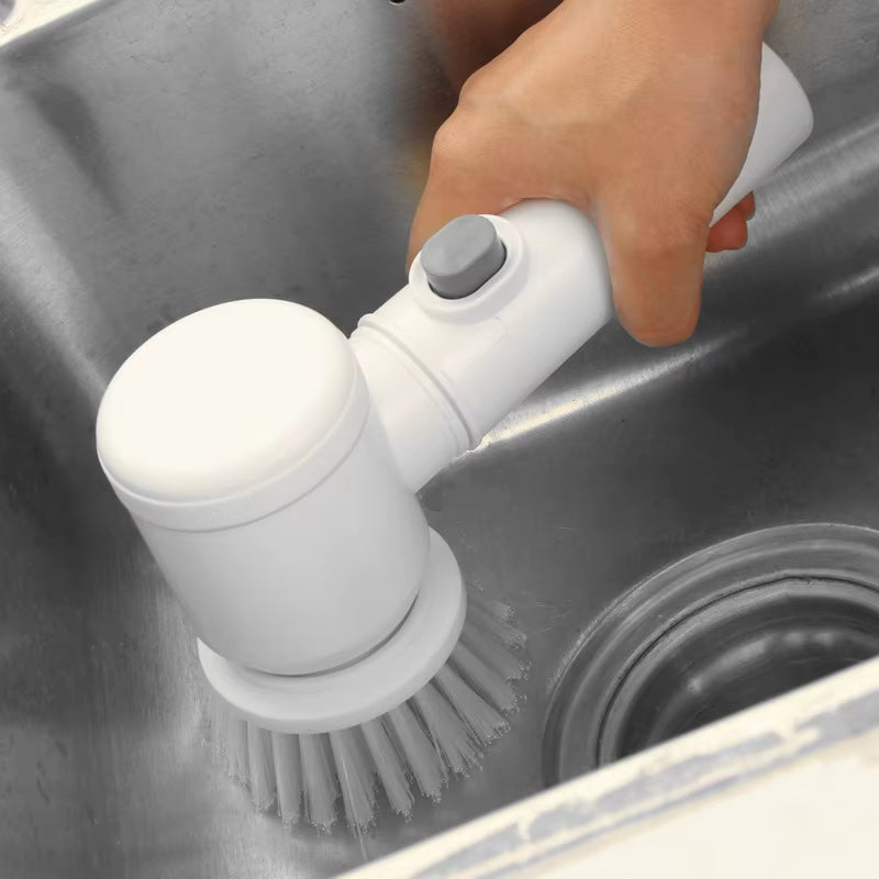 5 In1 Electric Cleaning Brush Set Manual Sponge Multi-Functional Cleaning Drill Brushes for Kitchen Bathroom Toilet Rechargeable